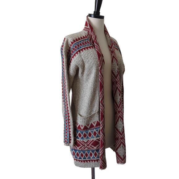 Lucky Brand Women's Open Front Cardigan Sweater Size Medium Western Southwestern - Picture 1 of 11